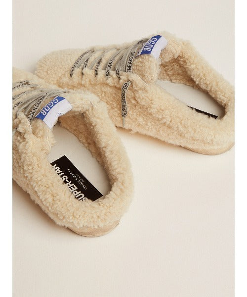 SUPER-STAR SABOT SHEARLING UPPER GLITTER STAR NATURAL WHITE/SILVER