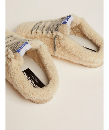 SUPER-STAR SABOT SHEARLING UPPER GLITTER STAR NATURAL WHITE/SILVER