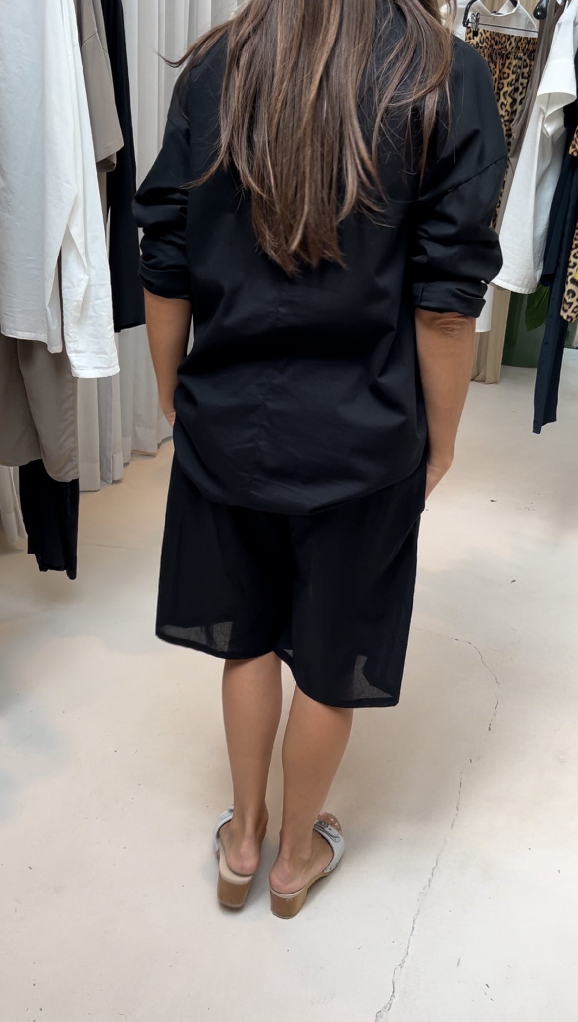 PANTS FLEXY BLACK VOILE COTTON
