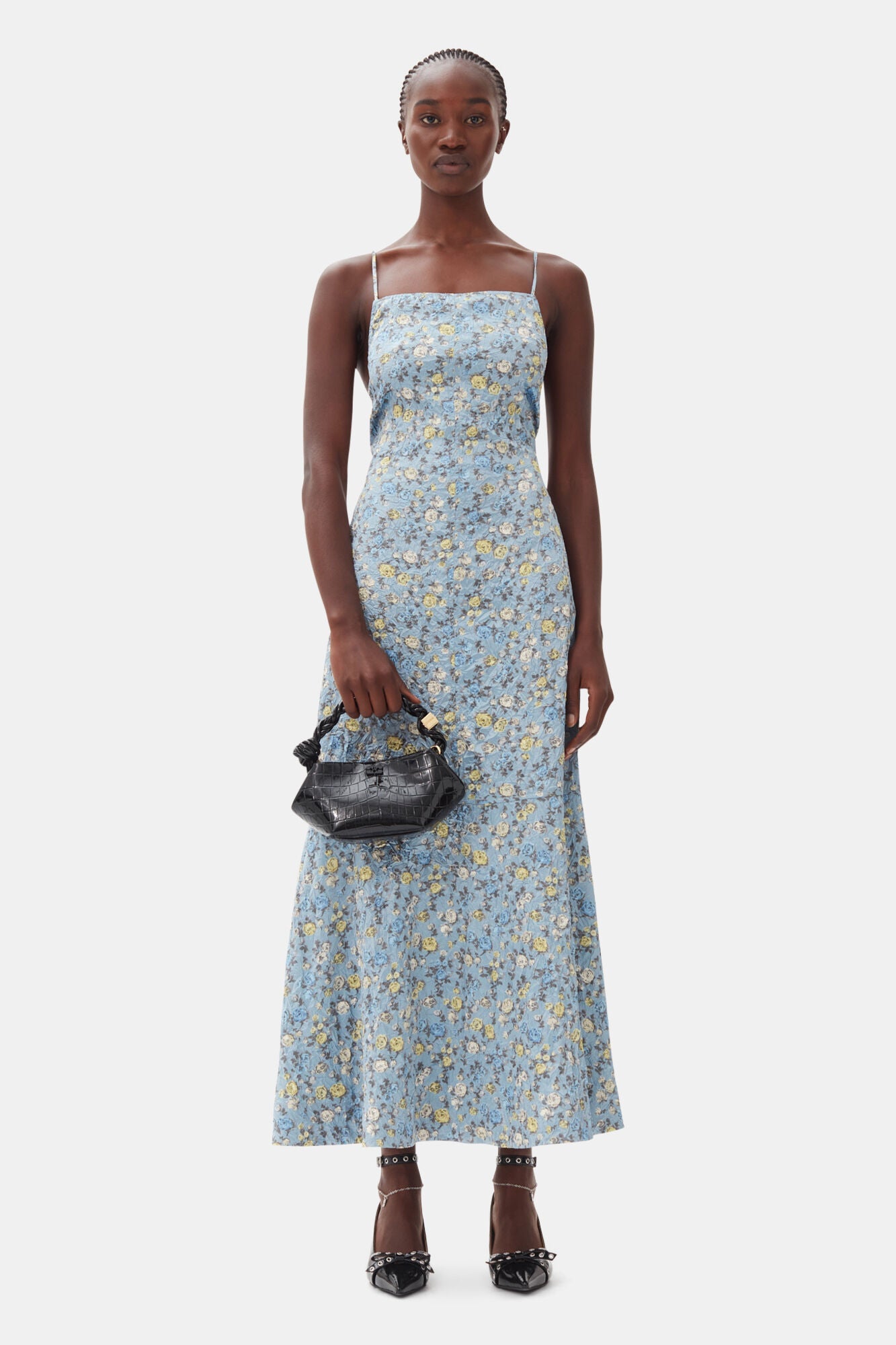 GANNI BOU BAG MINI PATENT CROCO BLACK