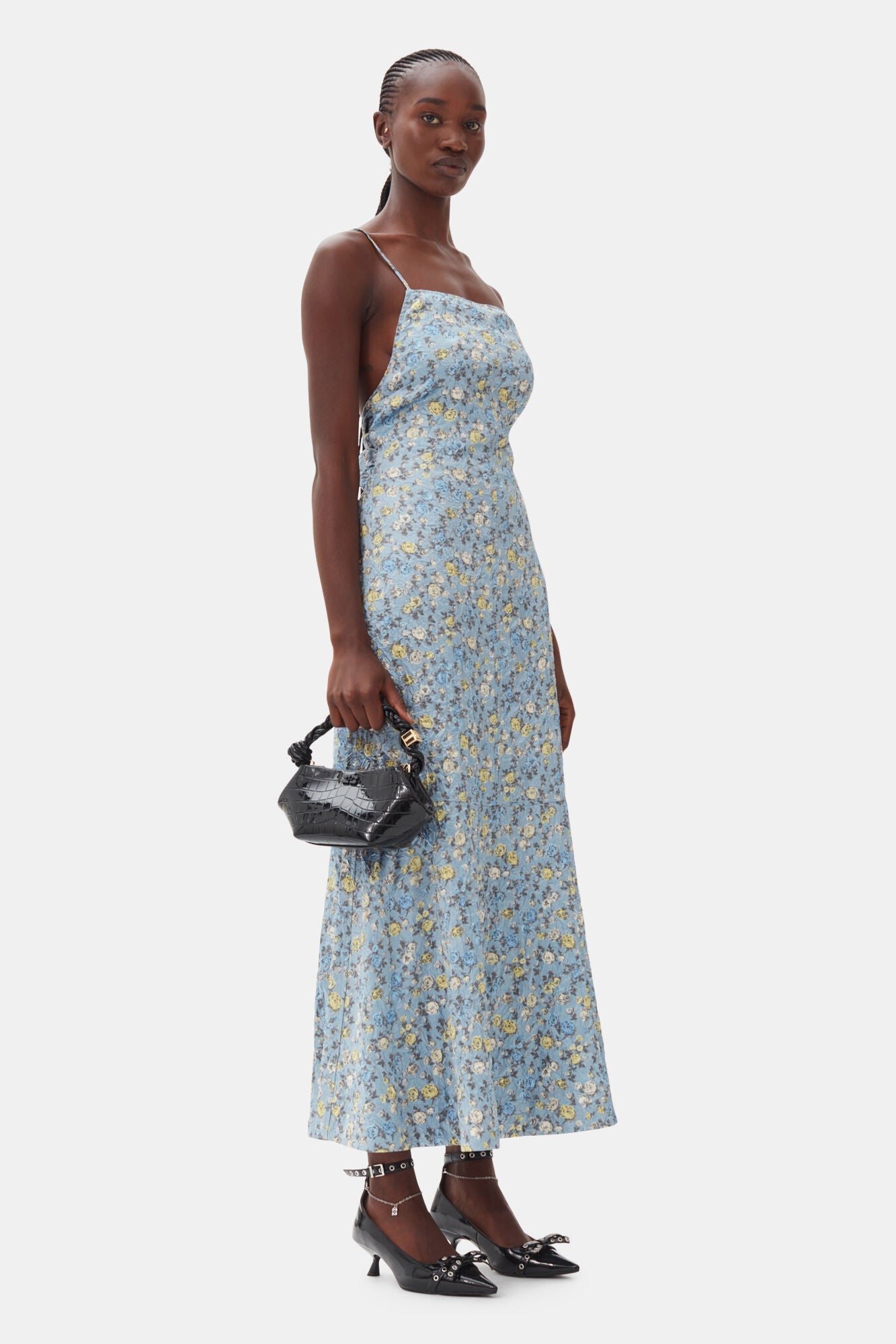 GANNI BOU BAG MINI PATENT CROCO BLACK