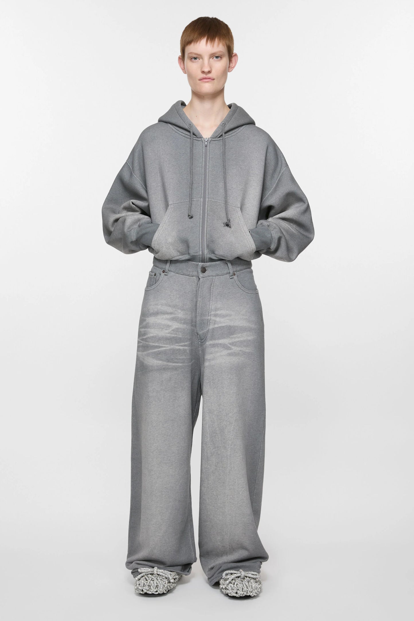 WIDE JEANS GREY MELANGE