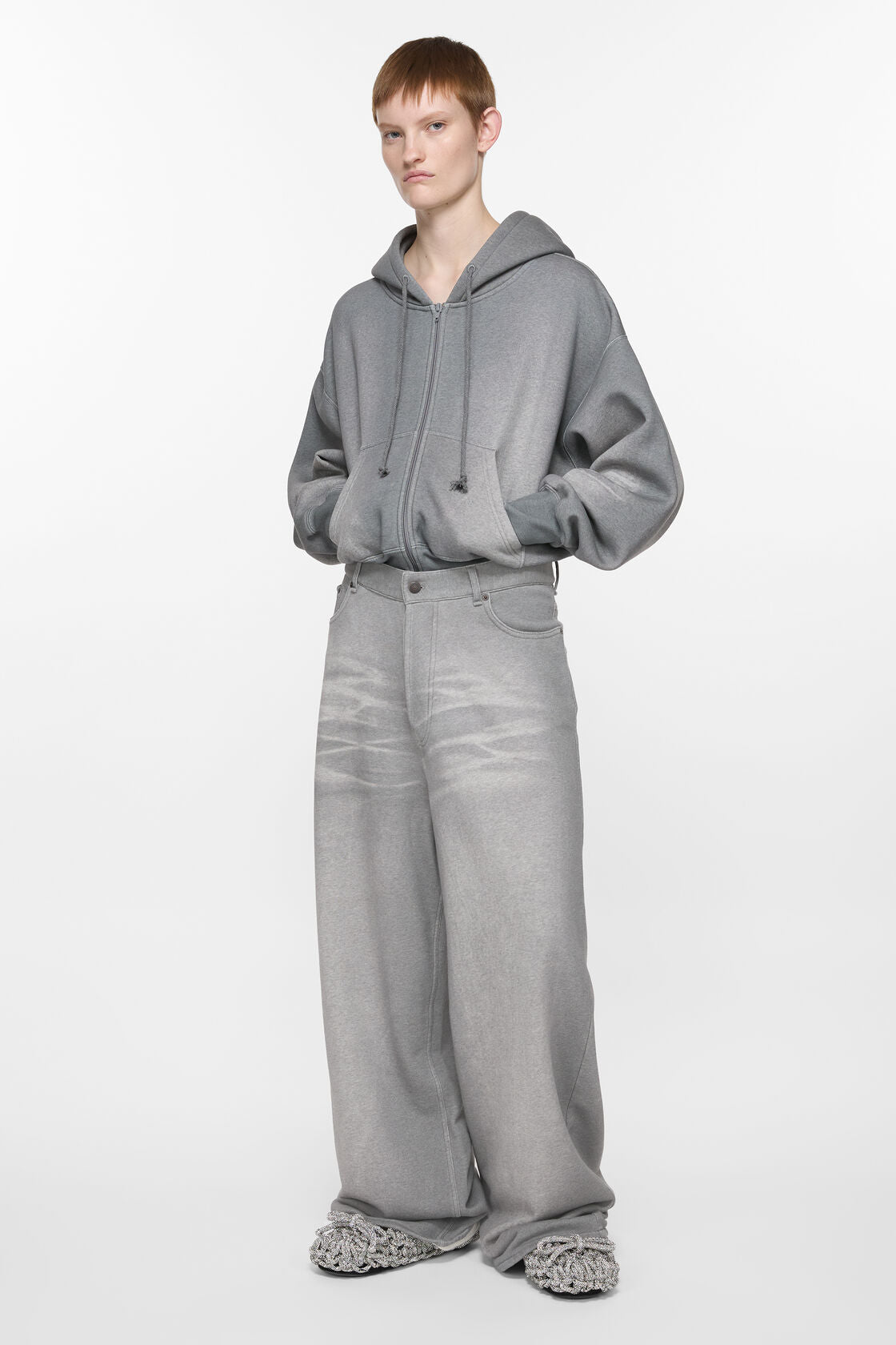 WIDE JEANS GREY MELANGE