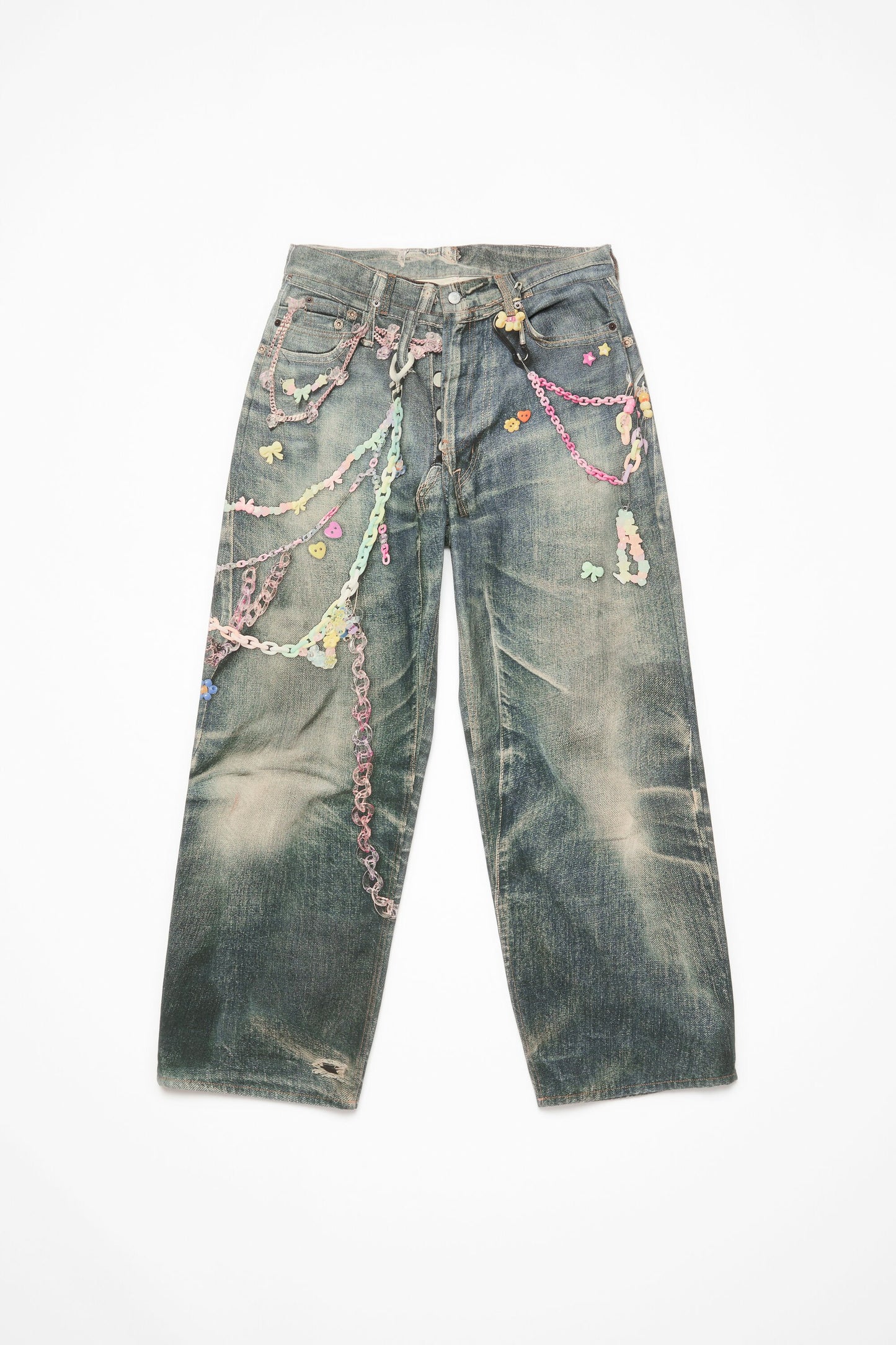 PRINTED JEANS MID BLUE