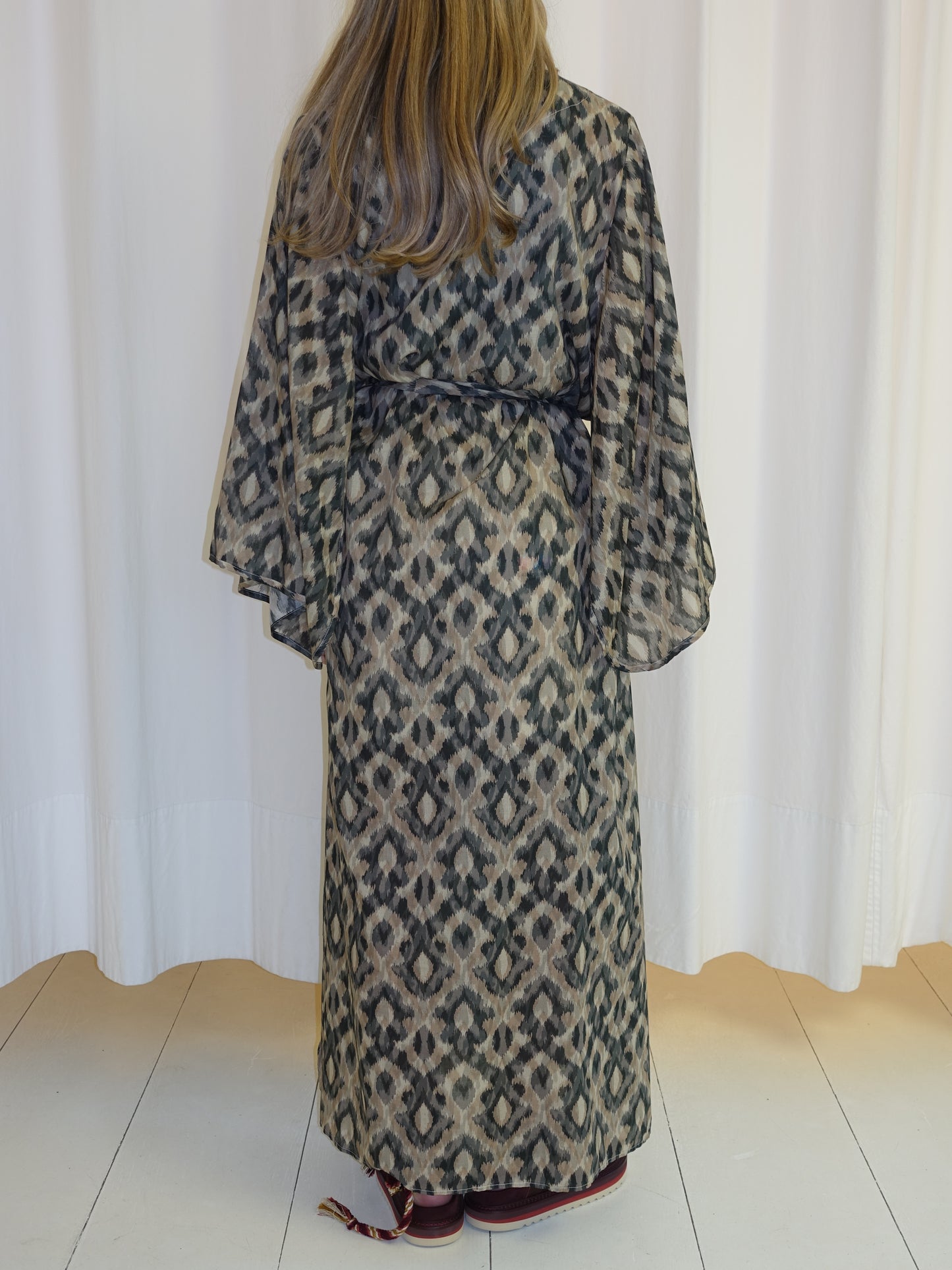 ANASTASIA DRESS BROWN BEIGE IKAT