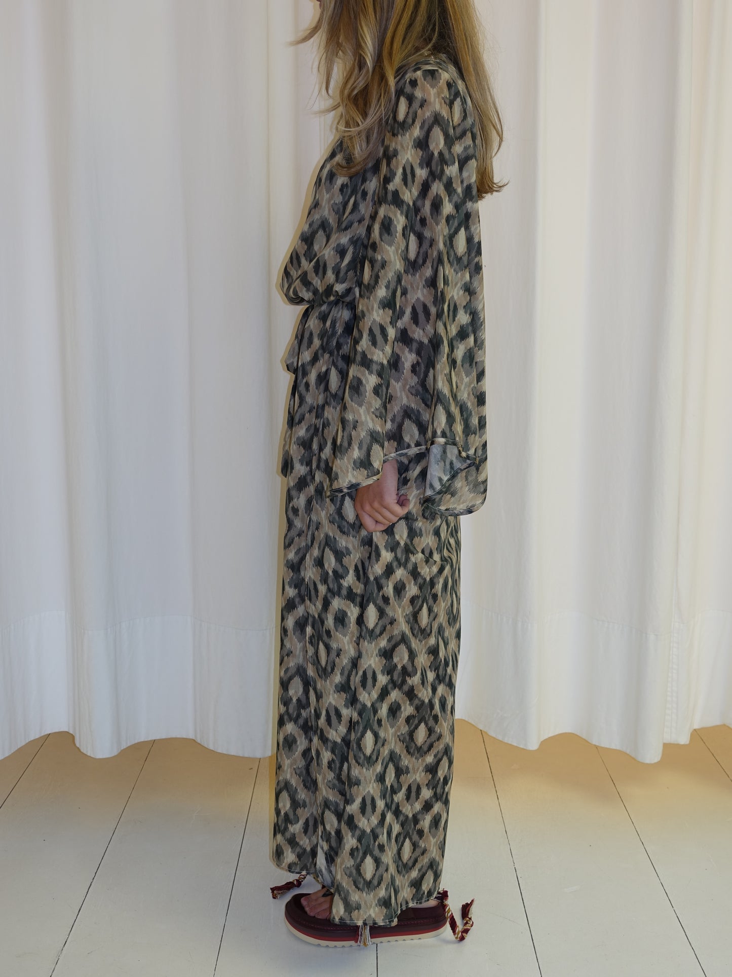 ANASTASIA DRESS BROWN BEIGE IKAT