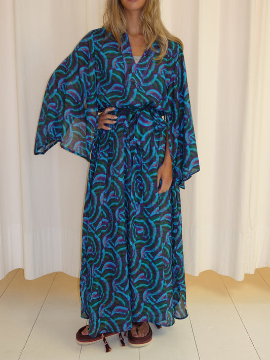 ANASTASIA DRESS PURPLE BLUE AQUARELLE