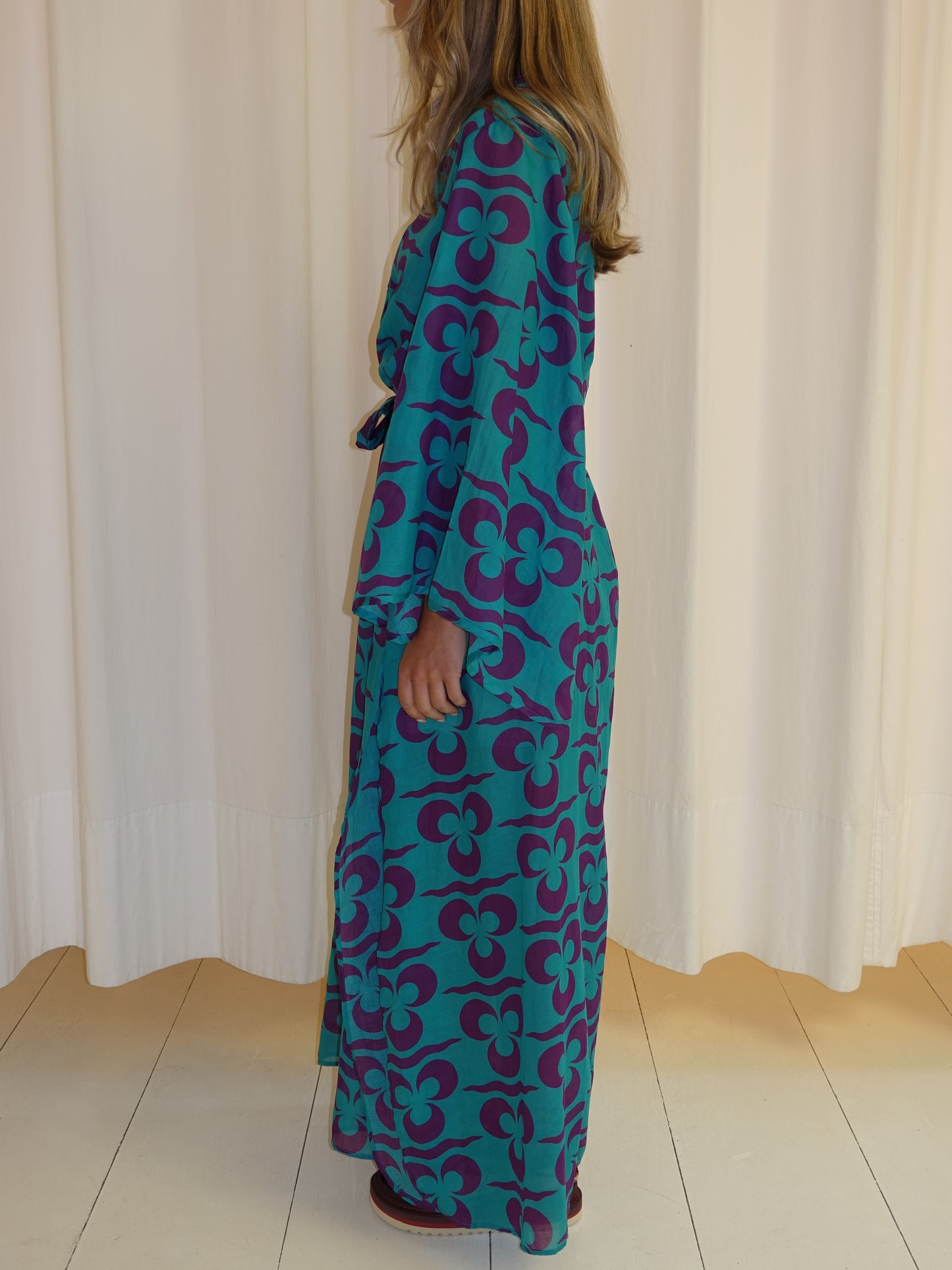 ANASTASIA DRESS TURQUOISE PURPLE IKAT