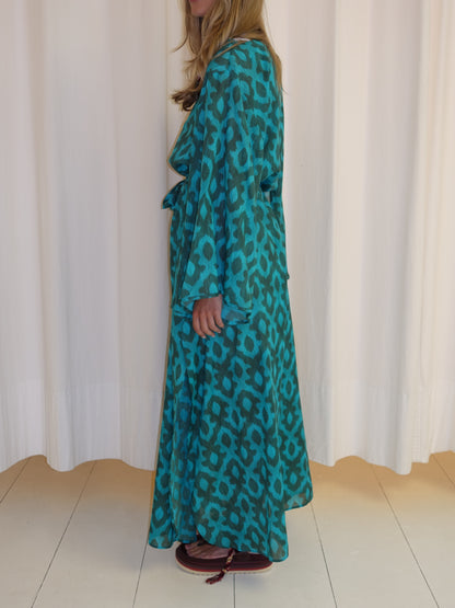 ANASTASIA DRESS GREEN TURQUOISE IKAT
