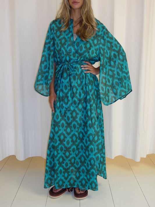 ANASTASIA DRESS GREEN TURQUOISE IKAT