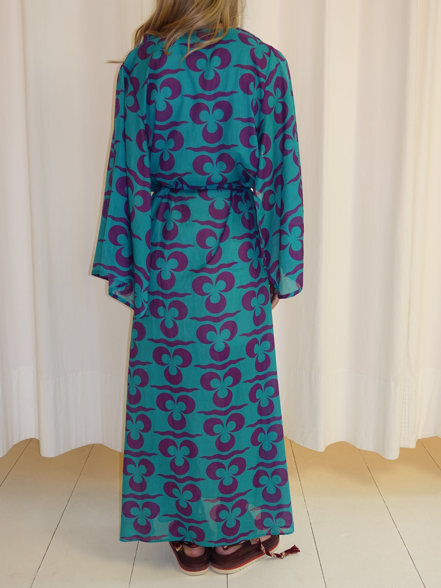 ANASTASIA DRESS TURQUOISE PURPLE IKAT