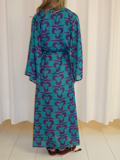 ANASTASIA DRESS TURQUOISE PURPLE IKAT