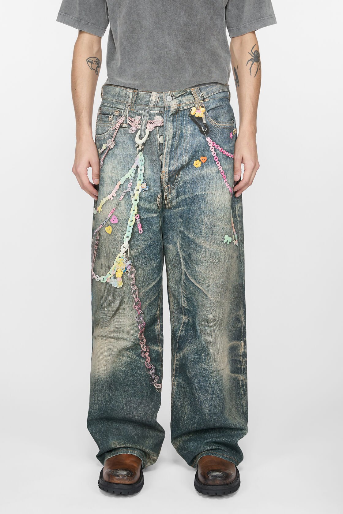 PRINTED JEANS MID BLUE