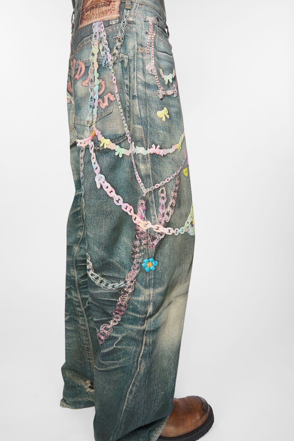 PRINTED JEANS MID BLUE
