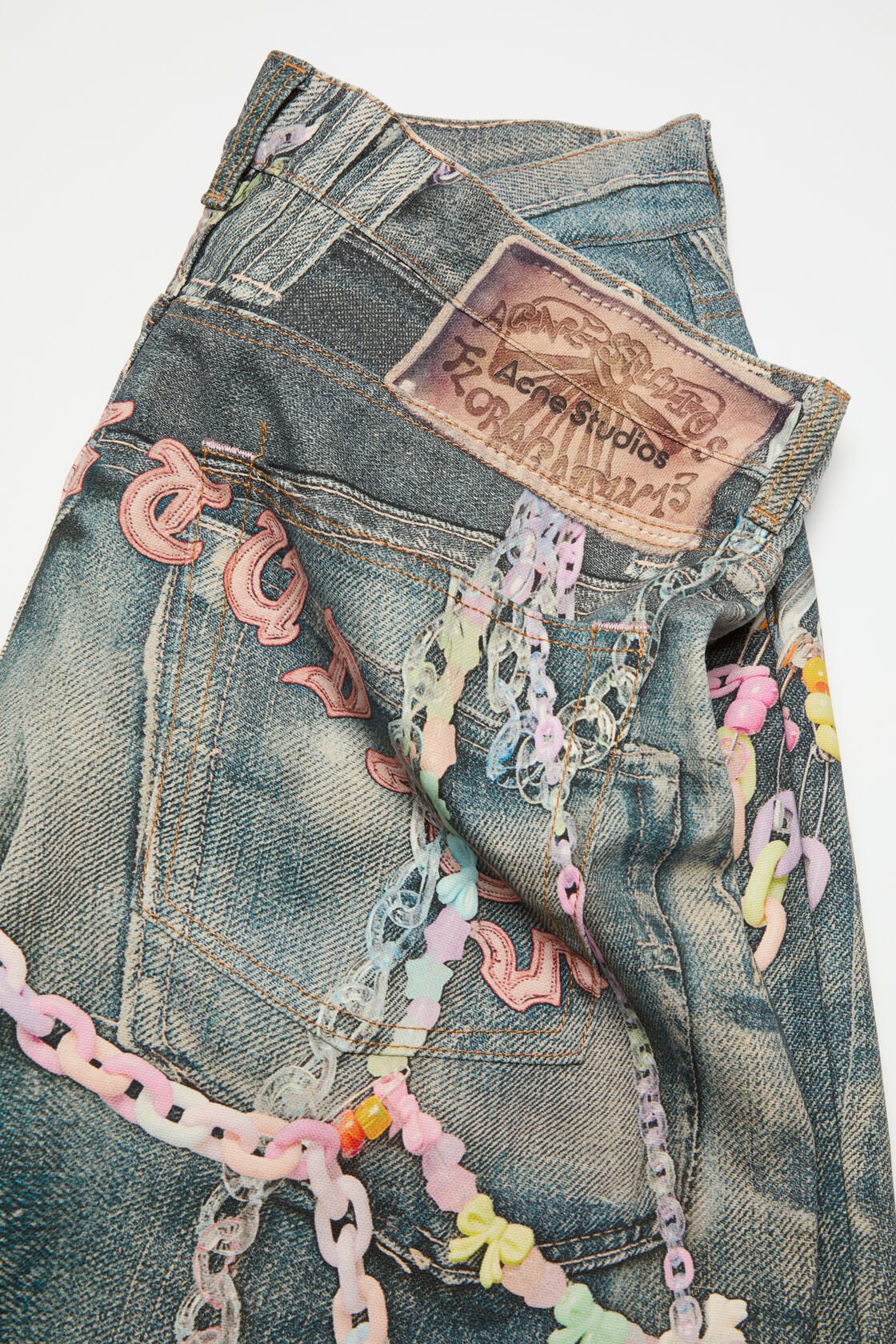 PRINTED JEANS MID BLUE