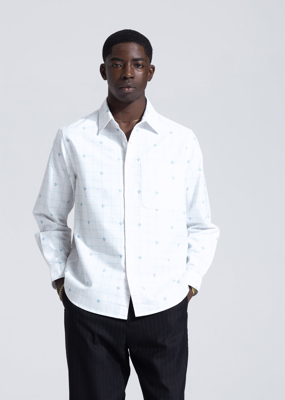 LEMON CHECKERD SHIRT LIGHT BLUE