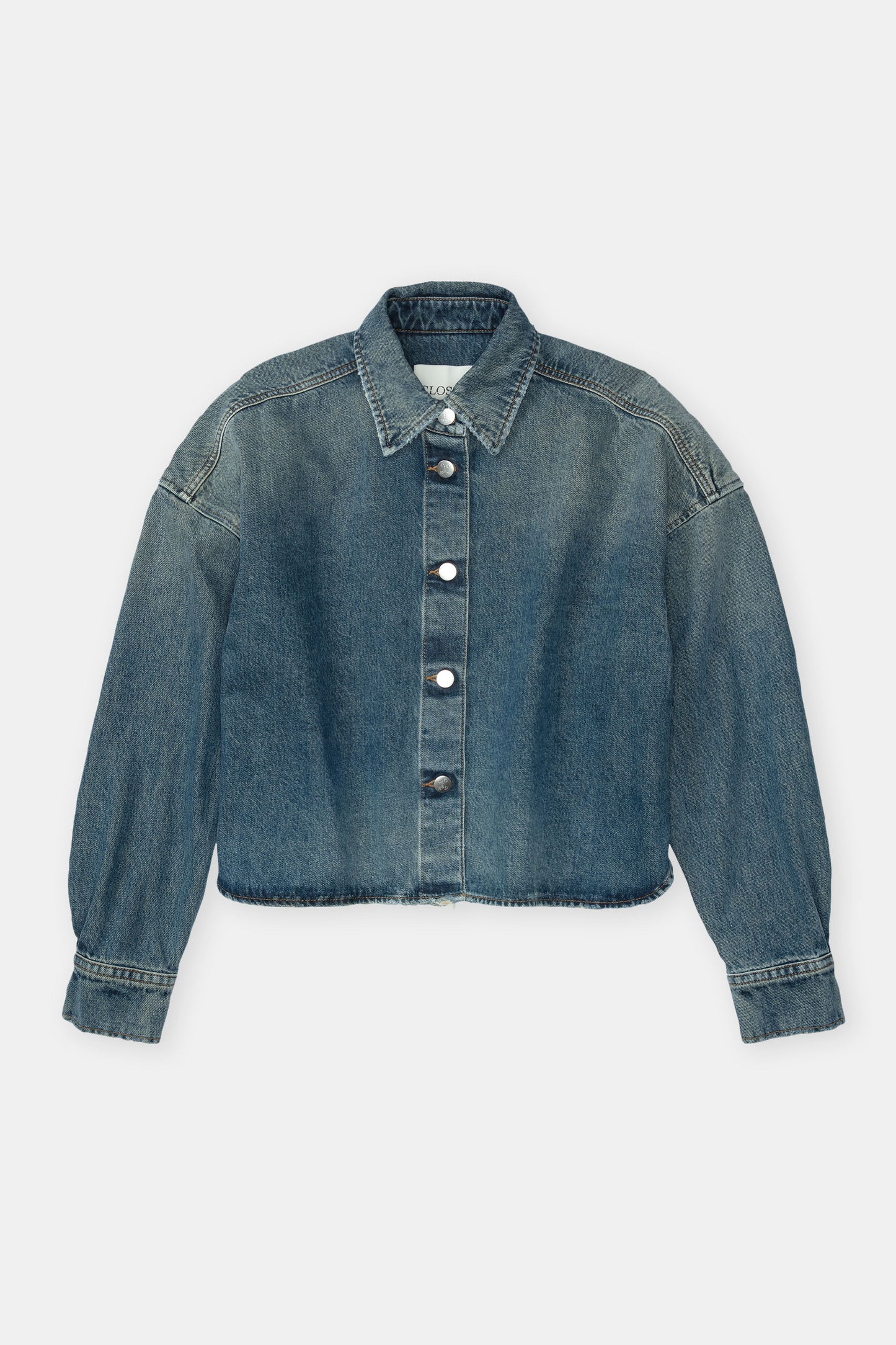 BOXY CROPPED SHIRT MID BLUE