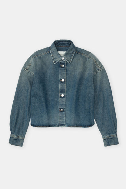 BOXY CROPPED SHIRT MID BLUE