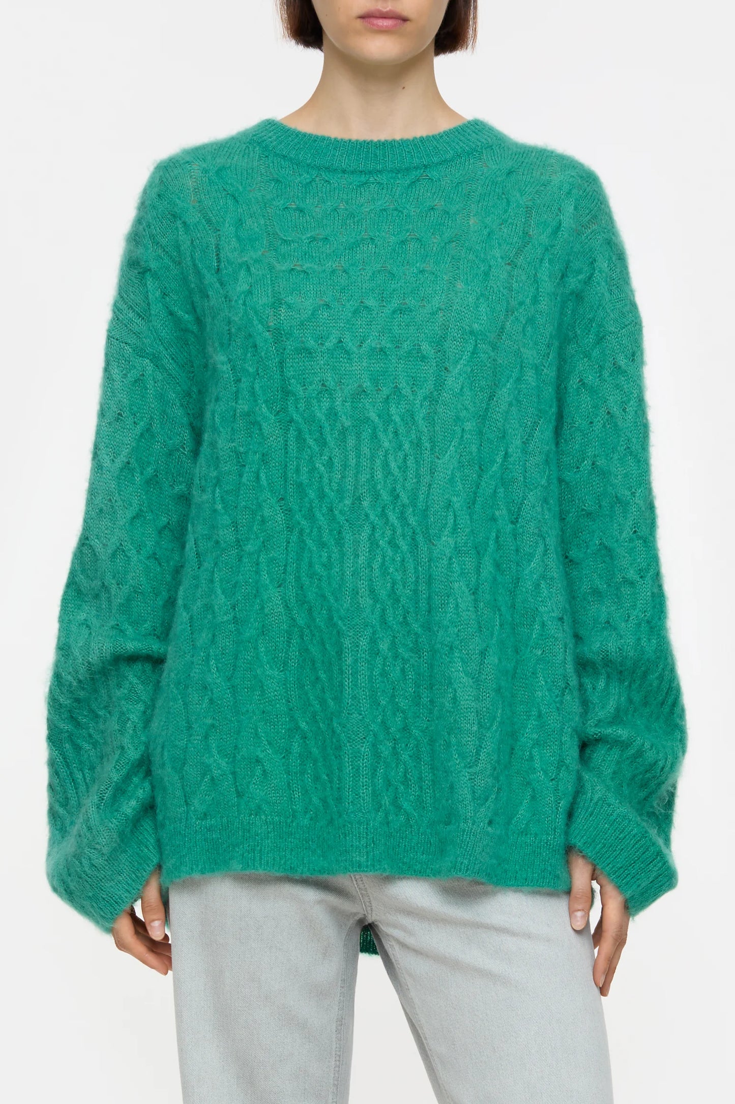 CABLE LONG SLEEVE MEADOW GREEN