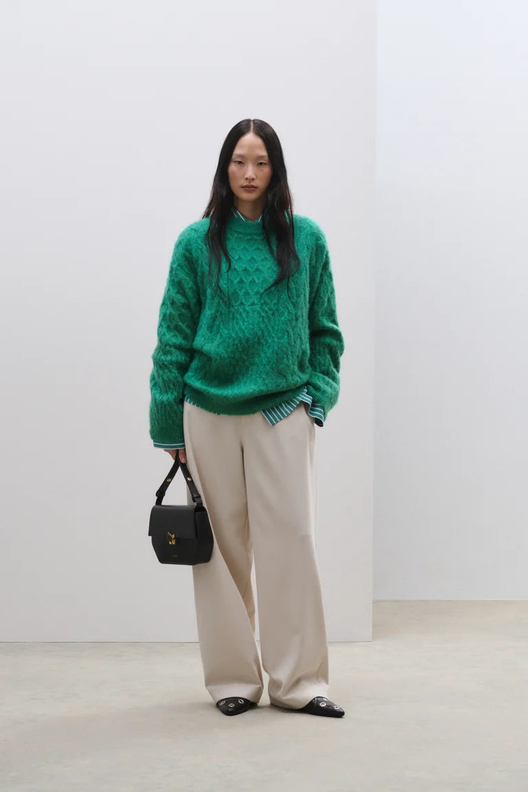 CABLE LONG SLEEVE MEADOW GREEN