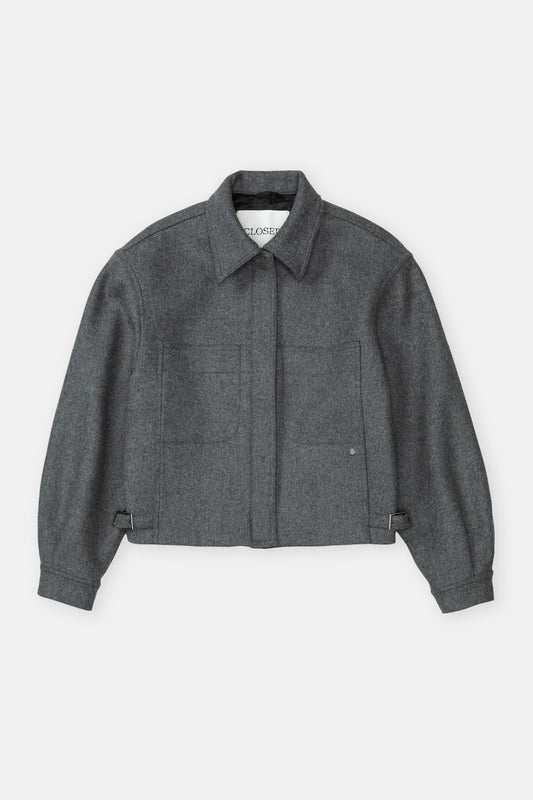 WOOL JACKET DARK GREY MELANGE
