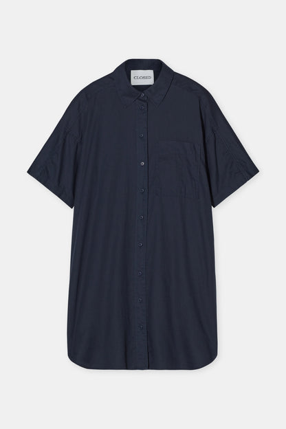 OVERSIZED SHIRT DRESS DARK NIGHT