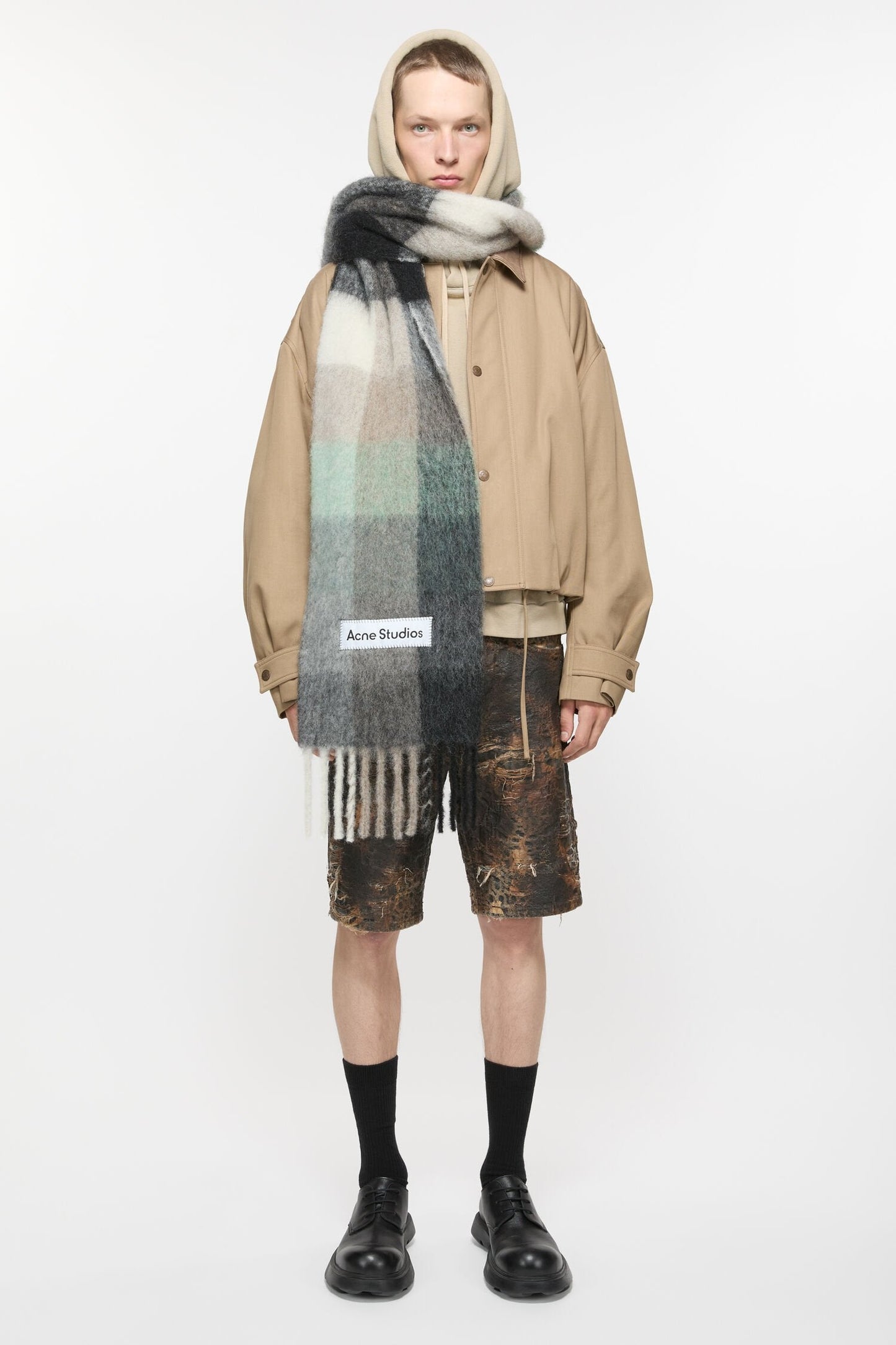 HEAVY SCARF GREEN/GREY/BLACK