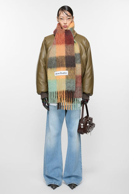 HEAVY SCARF CHESTNUT BROWN/YELLOW/GREEN