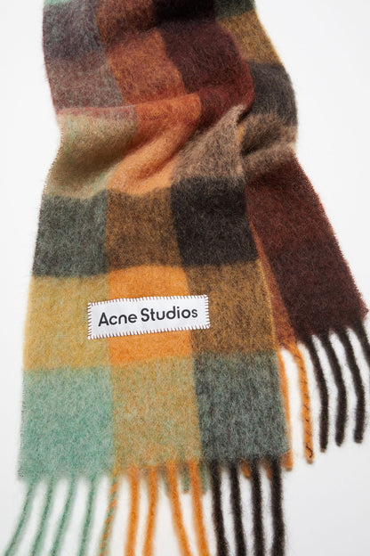 HEAVY SCARF CHESTNUT BROWN/YELLOW/GREEN
