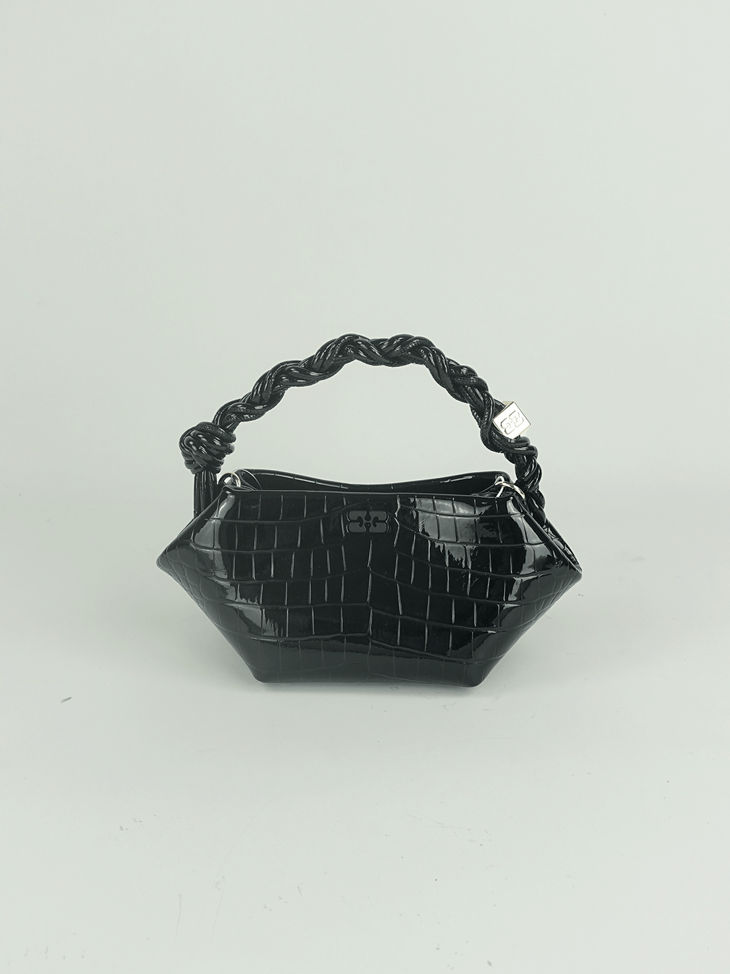 GANNI BOU BAG MINI PATENT CROCO BLACK