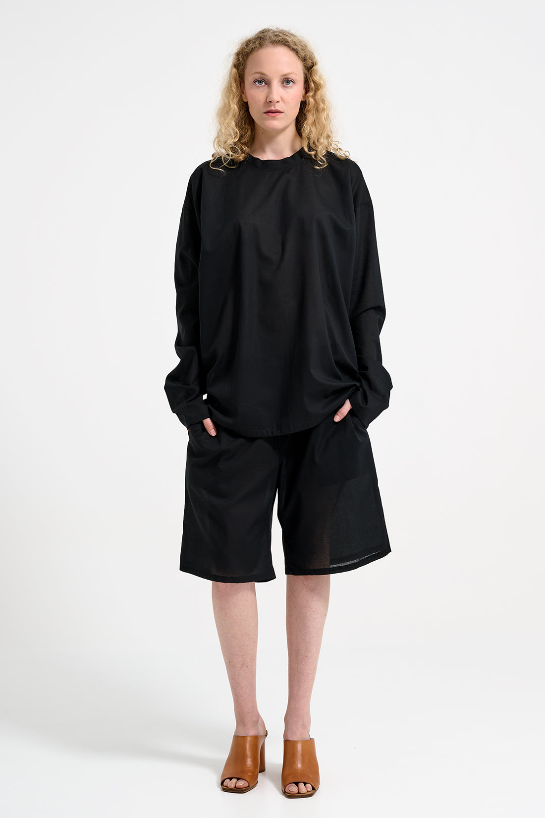 PANTS FLEXY BLACK VOILE COTTON