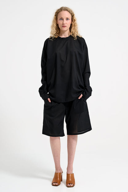 PANTS FLEXY BLACK VOILE COTTON