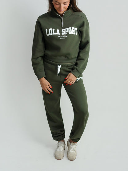 THE LOLA CLUB JAYLA HALF ZIP ARMY GREEN
