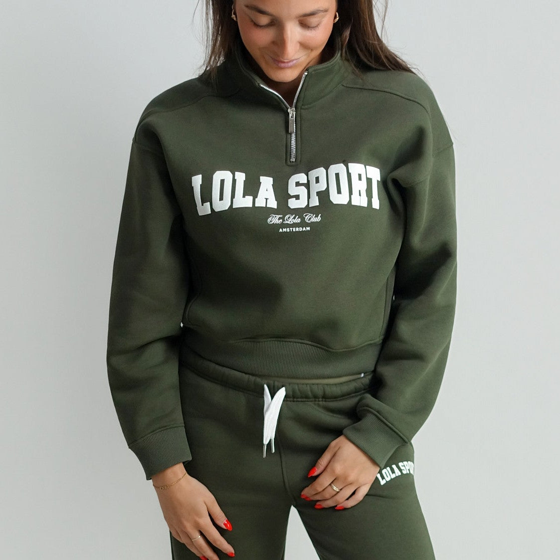 THE LOLA CLUB JAYLA HALF ZIP ARMY GREEN