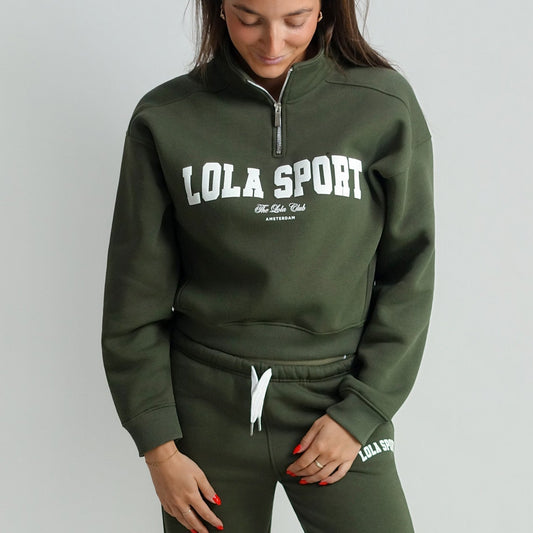 THE LOLA CLUB JAYLA HALF ZIP ARMY GREEN