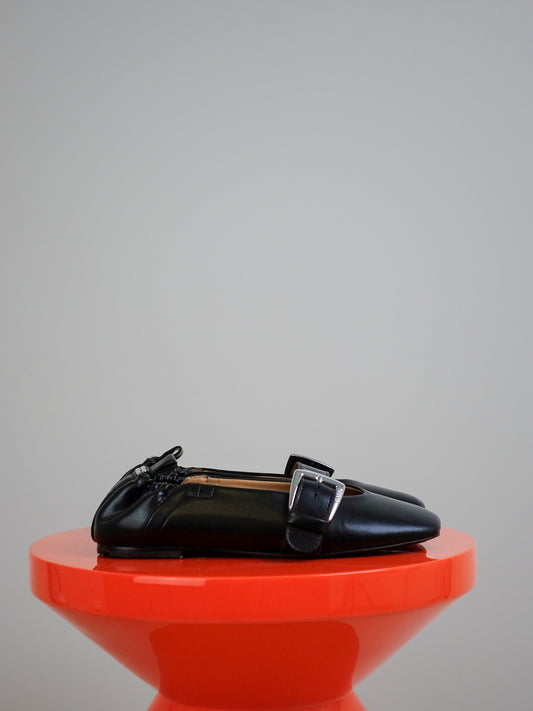 BUTTERFLY STRAP BALLERINA CRINKLE OLEATEX BLACK