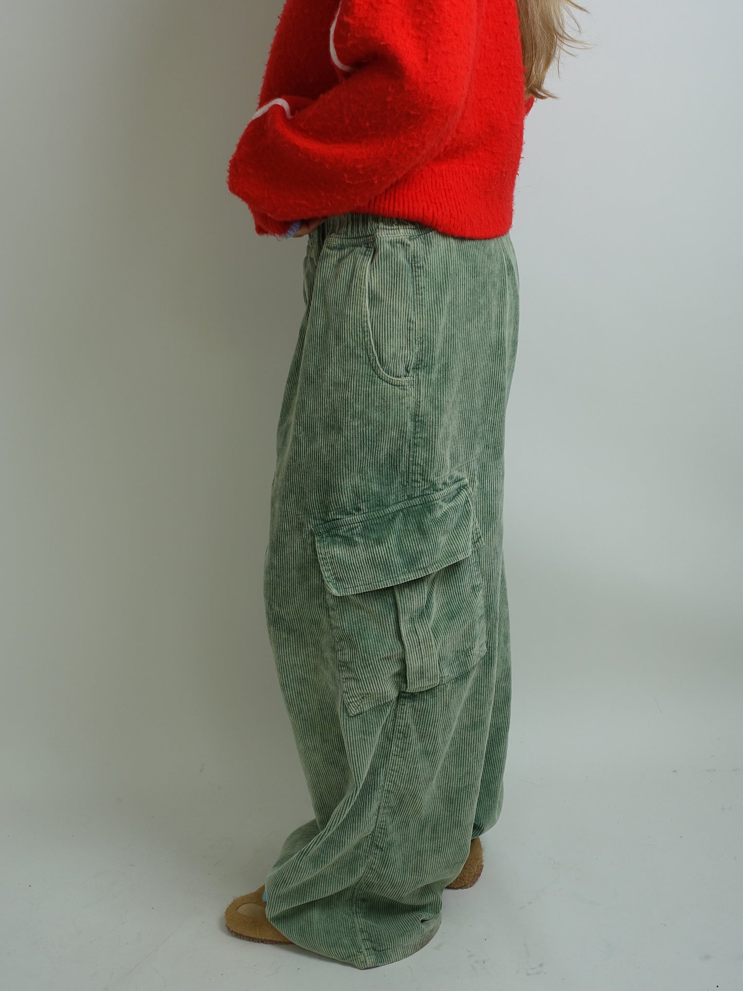 ROMEO BAGGY PANTS WASHED CORDUROY EUCALYPTUS