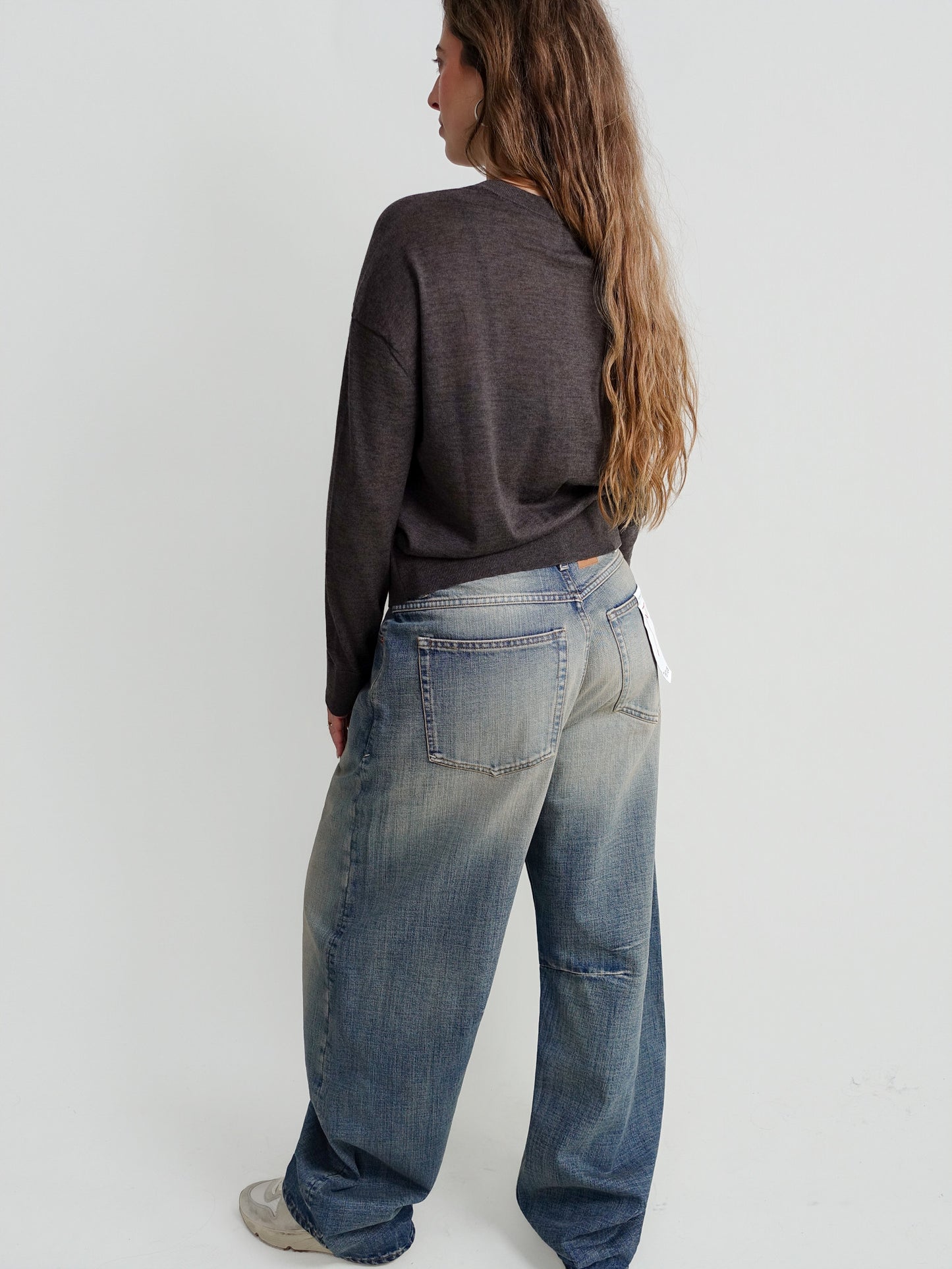 KITA FINE CREWNECK CARDIGAN BROWN MELANGE