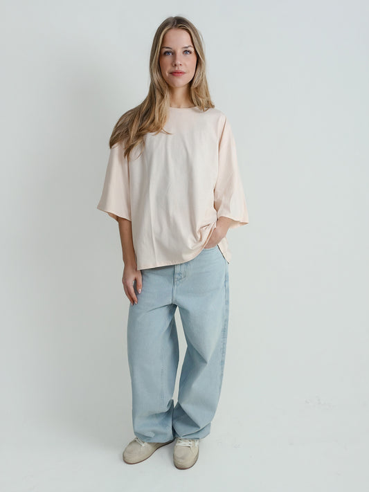 OSIS BOXY T-SHIRT CREAM ROSE