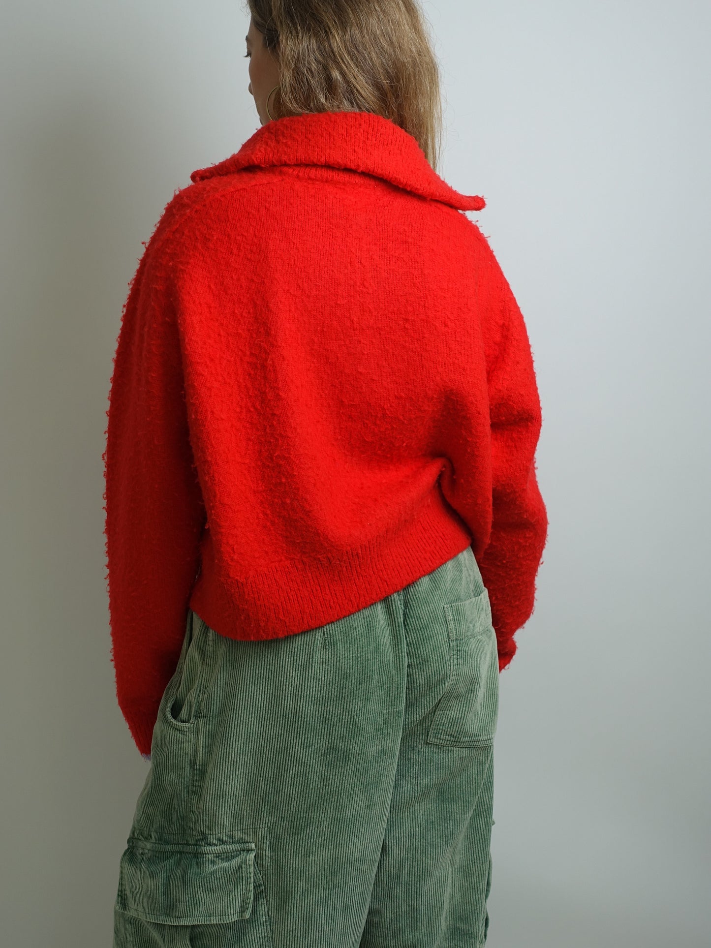 SCOTTIE ZIP UP SWEATER POPPY RED