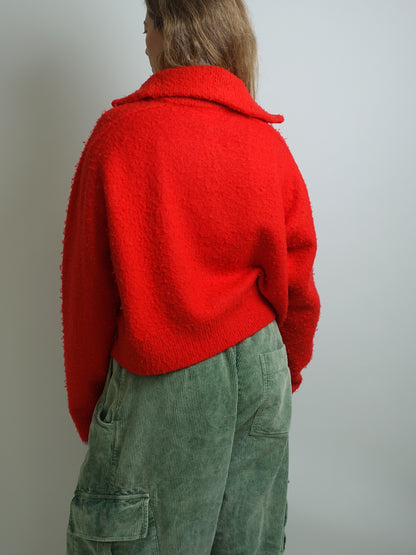 SCOTTIE ZIP UP SWEATER POPPY RED