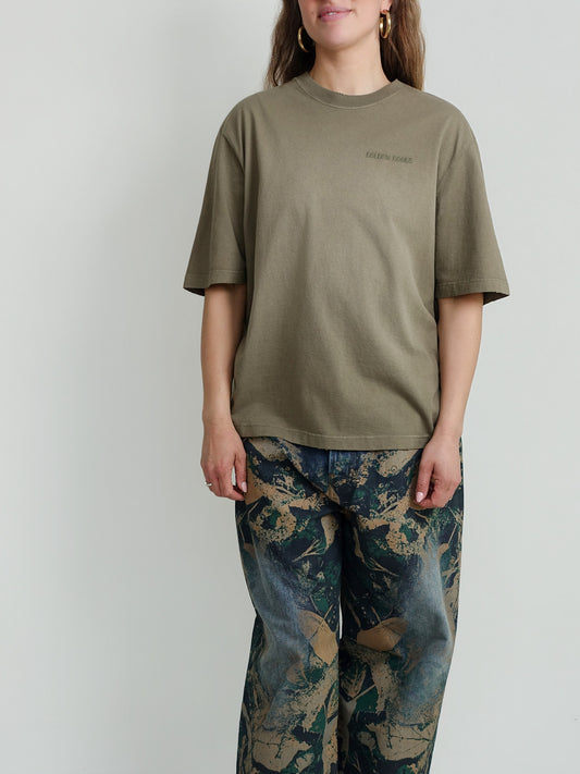 UNISEX T-SHIRT GEFÄRBTE GAZE GEBLEICHT GEWASCHEN BEIGE