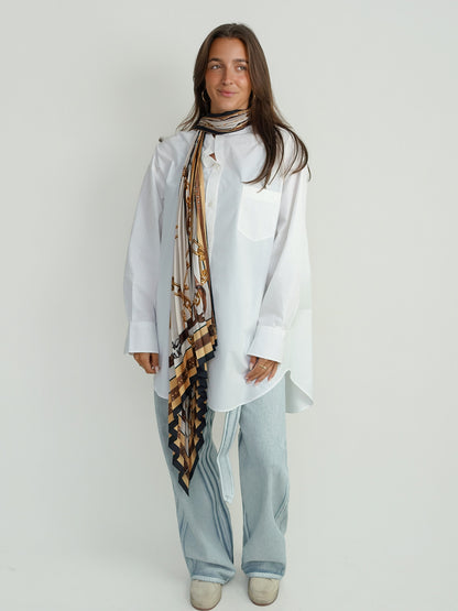 DASCA SUPER POPLIN DRESS WHITE/GOLD