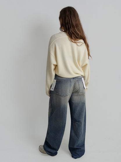 ANZOR LDS V NECK BOXY SWEATER BUTTER