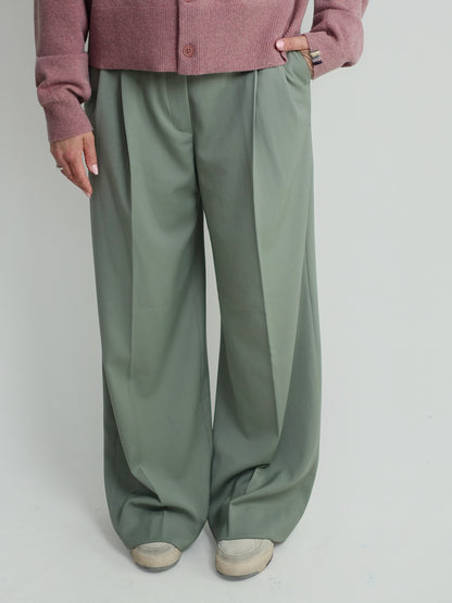 DARCEY WOOL TROUSERS LIGHT GREEN