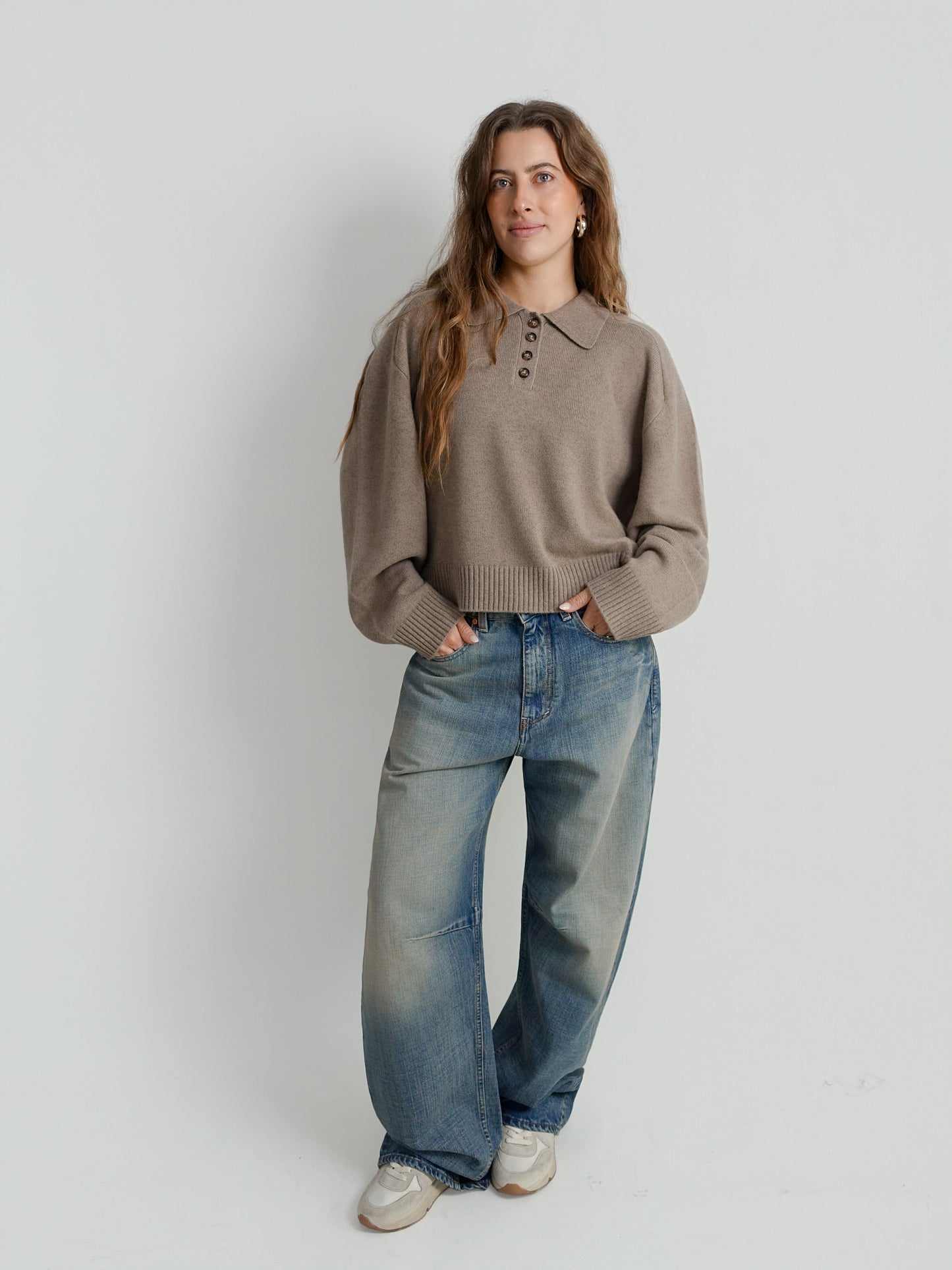 HOMERE LDS BOXY SWEATER TAUPE MELANGE