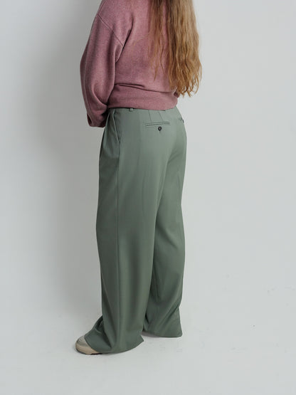 DARCEY WOOL TROUSERS LIGHT GREEN