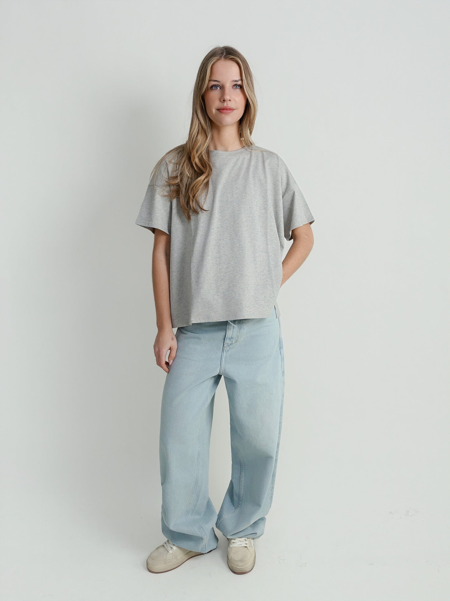 MANCHES COURTES OVERSIZE BASILUZZO GREY MELANGE