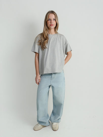 MANCHES COURTES OVERSIZE BASILUZZO GREY MELANGE