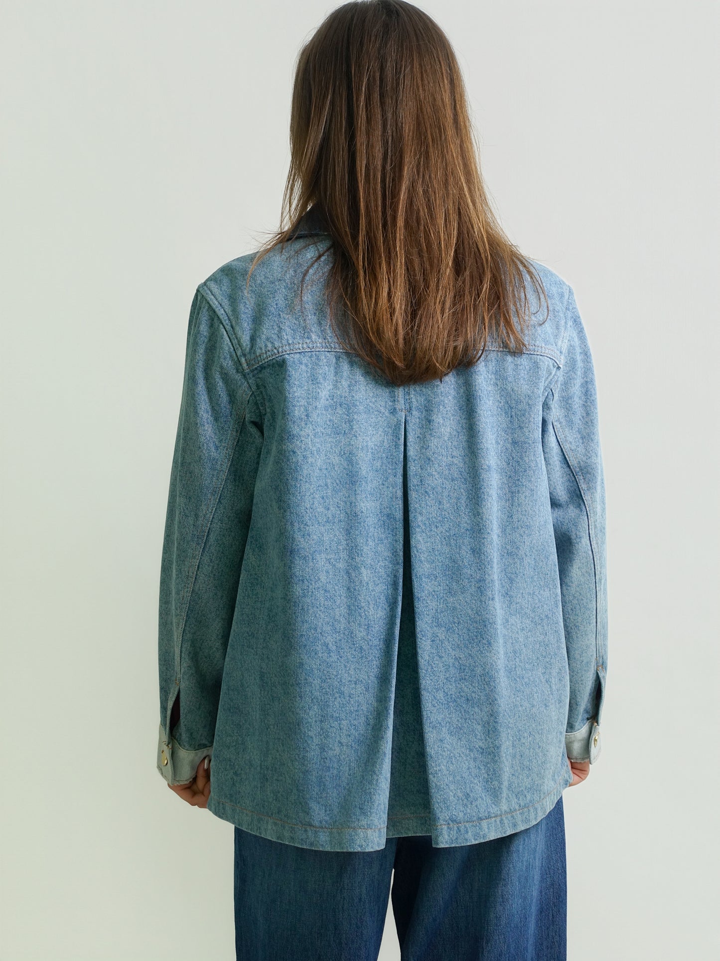 PATCHWORK DENIM MIDI JACKET MID BLUE VINTAGE